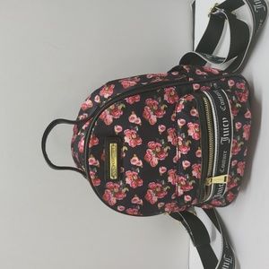 Juicy couture red roses mini backpack size 8×11 D 4 in